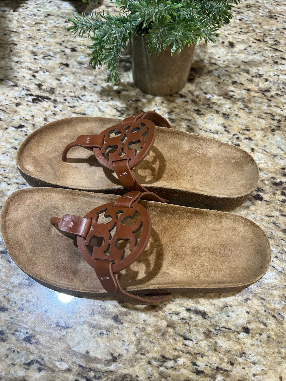 Tory Burch Caramel/Natural Miller Cloud Sandals 9M US